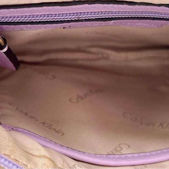 CALVIN KLEIN Lavender Crossbody Bag Mini Pebbled Faux Leather Purse - Picture 8 of 13